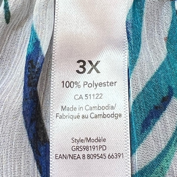 FLORAL Tropical Sheer Plus Size 3X Full Length Beach 🏝️ Bathing Suit Cover Up - Picture 3 of 6